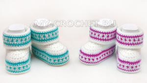 Beautiful crochet booties for newborns: diagrams and descriptions